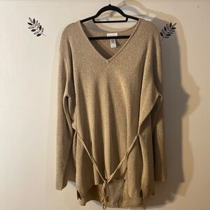 Liz Claiborne V-Neck Sweater and Skirt 2X Gold